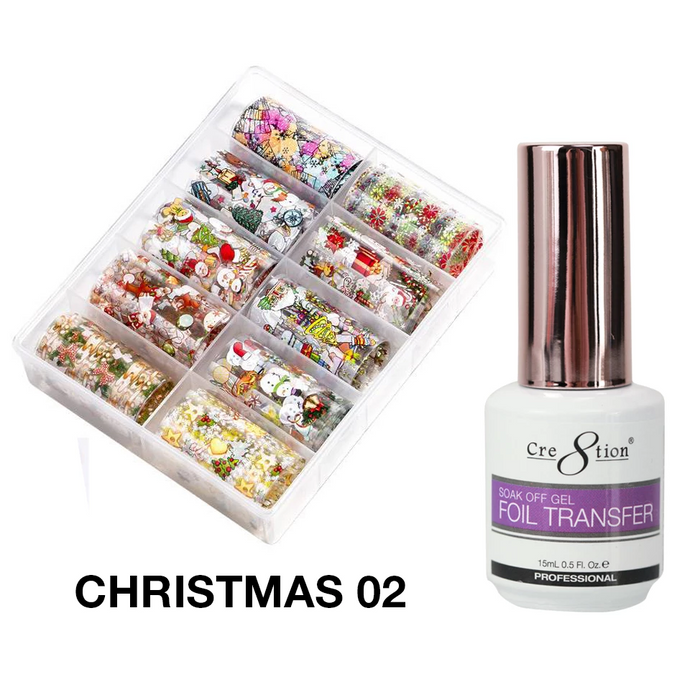 Cre8tion Nail Art Transfer Foil, Chrismas Collection, #02, 10 Designs/set, 1101-1087 OK0926MD