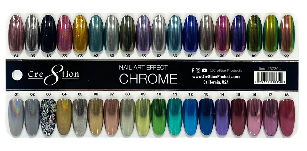 Cre8tion Chrome Nail Art Effect, Color Booklet, 37204