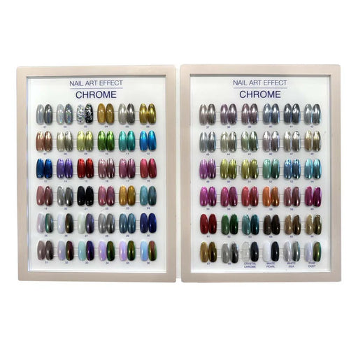 Cre8tion Acrylic Booklet - Nail Art Chrome, Crystal Chrome, White Pearl, White Silk & Pixie Dust (72 colors)