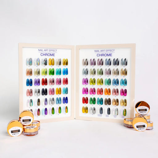 Cre8tion Acrylic Booklet - Nail Art Chrome, Crystal Chrome, White Pearl, White Silk & Pixie Dust (72 colors)