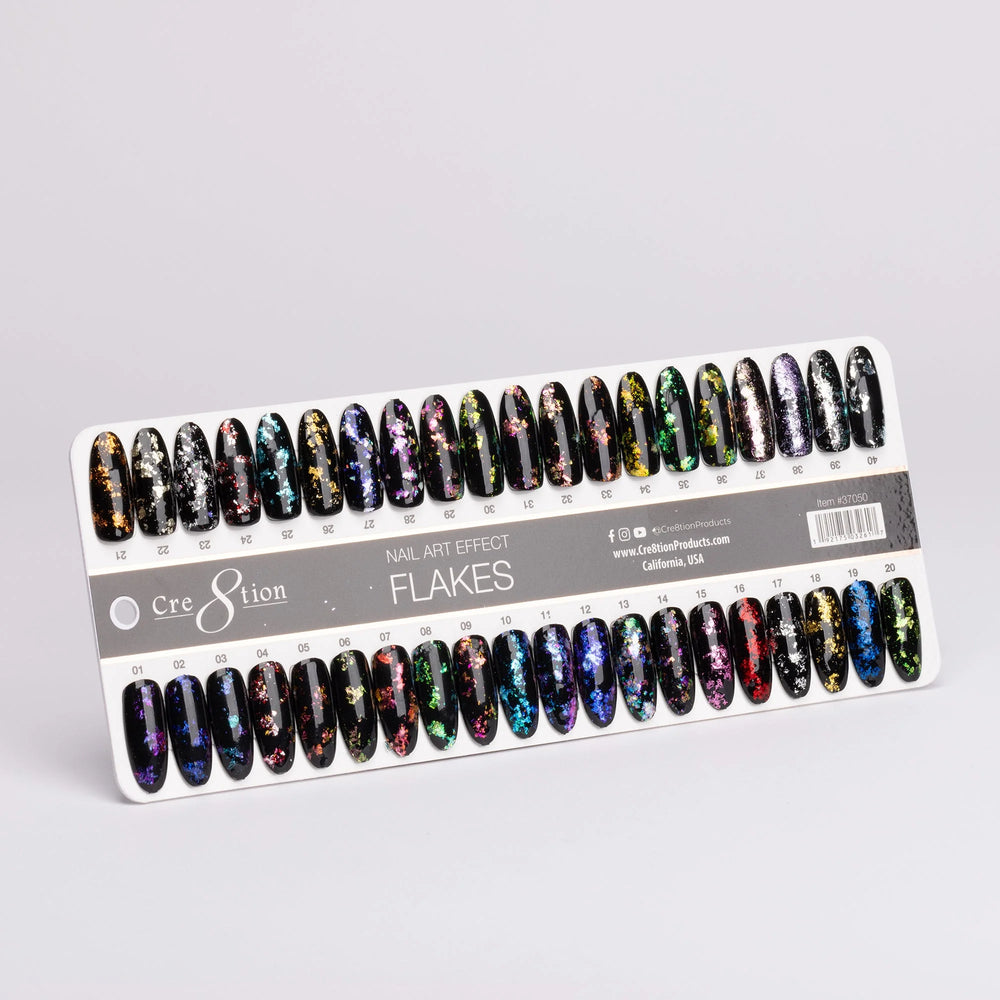 Cre8tion Nail Art Chameleon Flakes Collection, Sample Tips