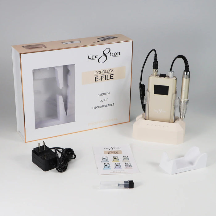 Cre8tion Cordless E-File Nail Drill, Cream Beige (Pk: 12 pcs/case)