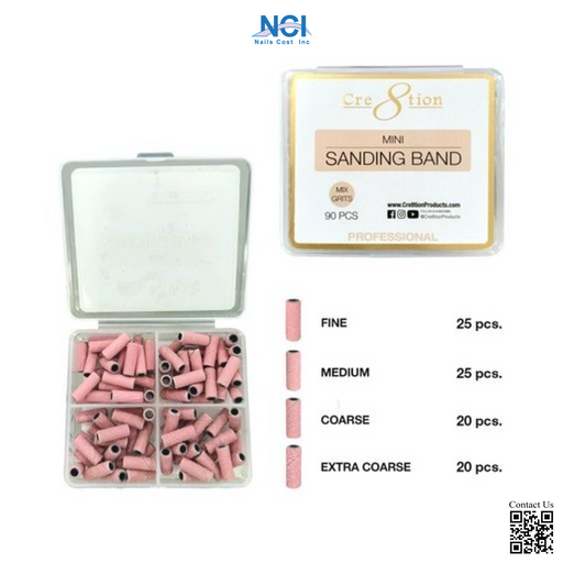 Cre8tion Mini Pink Sanding Bands MIXED GRIT (PK: 90 pcs./box, 400 boxes/case)