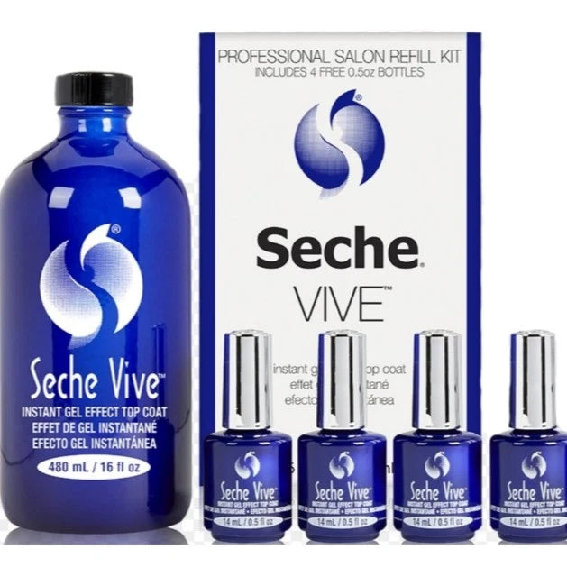 Seche Vive Professional Refill Kit, Instant Gel Effect Top Coat 16oz (Pk: 12 sets/case)