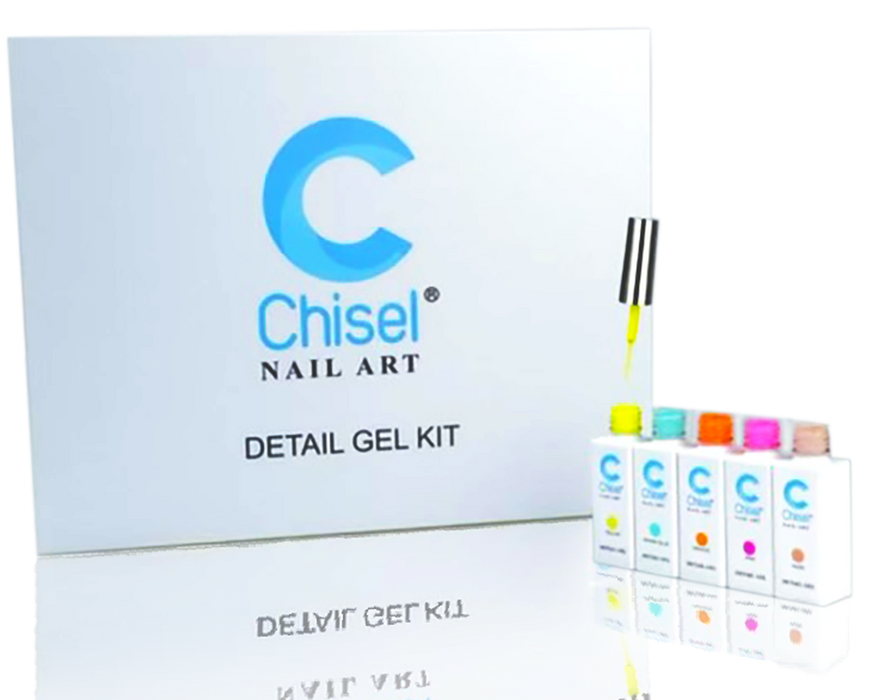 Chisel Detailing Nail Art Gel, 0.33oz, Kit #1, Full Line Of 18 Colors
