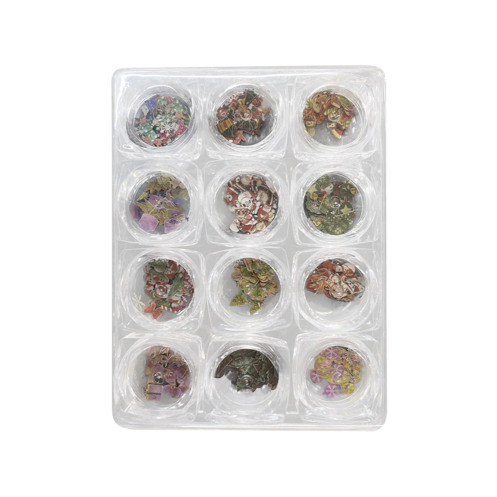 Airtouch Nail Art Paper, Christmas Collection Set #01, 12 jars/box