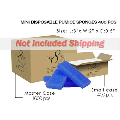 Cre8tion Disposable Mini Pumice Sponge, BLUE, MASTER CASE (Packing: 400 pcs/Inner Case, 4 Inner Cases / Master Case)