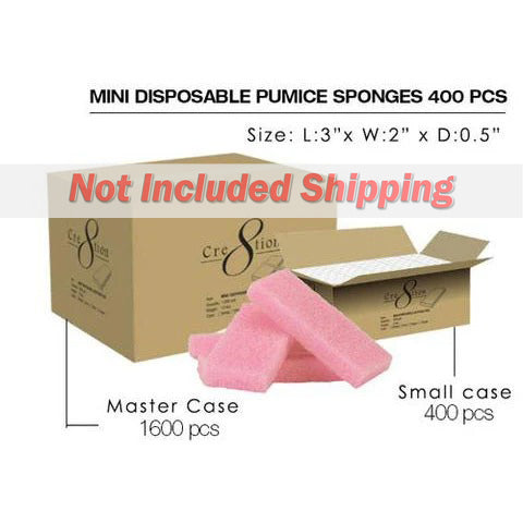 Cre8tion Disposable Mini Pumice Sponge, PINK, MASTER CASE (Packing: 400 pcs/Inner Case, 4 Inner Cases / Master Case)