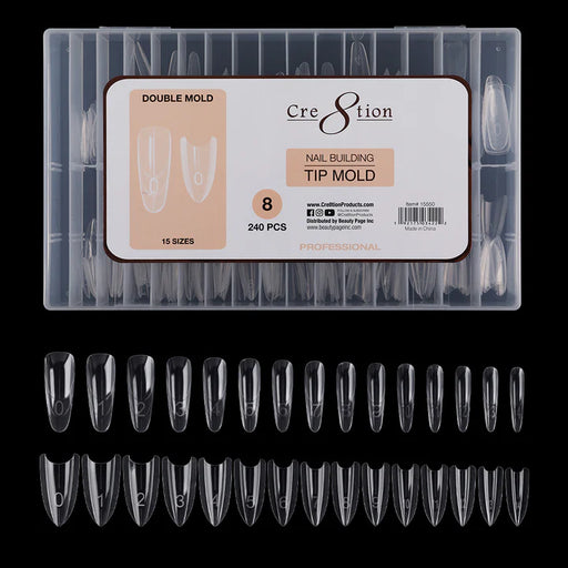 Cre8tion Nail Building - Tip Double Mold 8, BOX (Pk: 240 pcs/box)