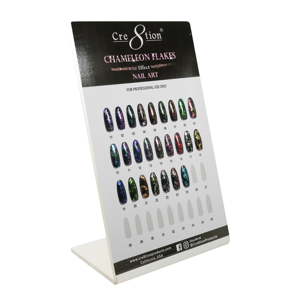 Cre8tion Nail Art Chameleon Flakes Counter Foam Display Color Chart, 37050