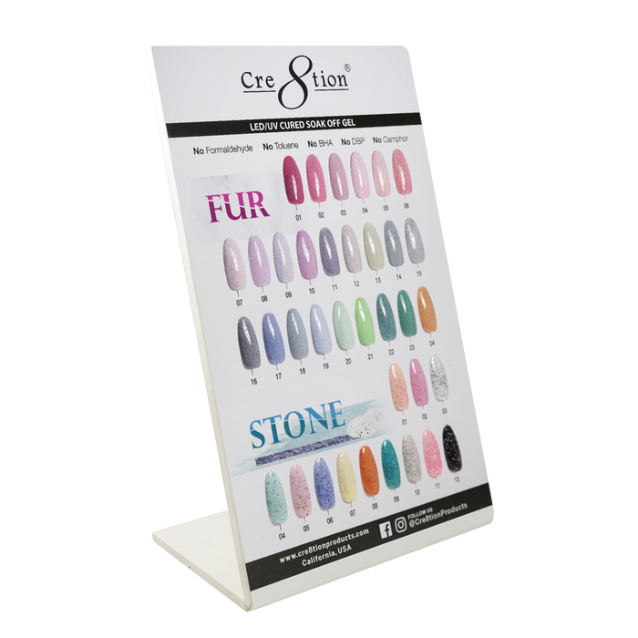 Cre8tion Fur Gel + Stone Gel, Counter Foam Display Color Chart, 37076