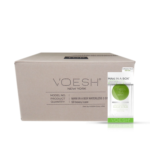 Voesh GREEN TEA Mani in a Box Waterless 3 Step, CASE, 50 packs/case, VMC127 GRT