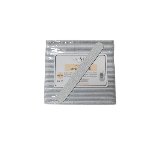 Cre8tion Disposable Mini Nail File - Plastic Center Zebra, Grit 100/180, CASE (Pk: 100 packs/case)