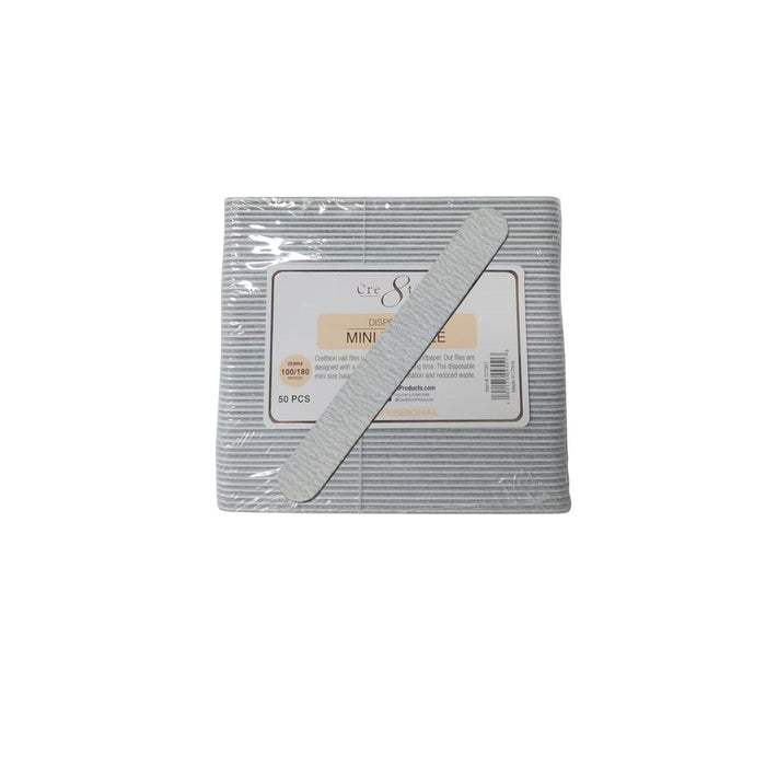 Cre8tion Disposable Mini Nail File - Plastic Center Zebra, Grit 100/180, CASE (Pk: 100 packs/case)