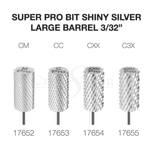 Cre8tion Super Pro Bit Large Barrel 3/32 - Shiny Silver, C3X Pro (Pk: 25 pcs/box)