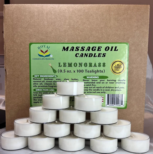 Royal Massage Oil Candles 0.5oz, LEMONGRASS, BOX (Pk: 100 pcs/box)