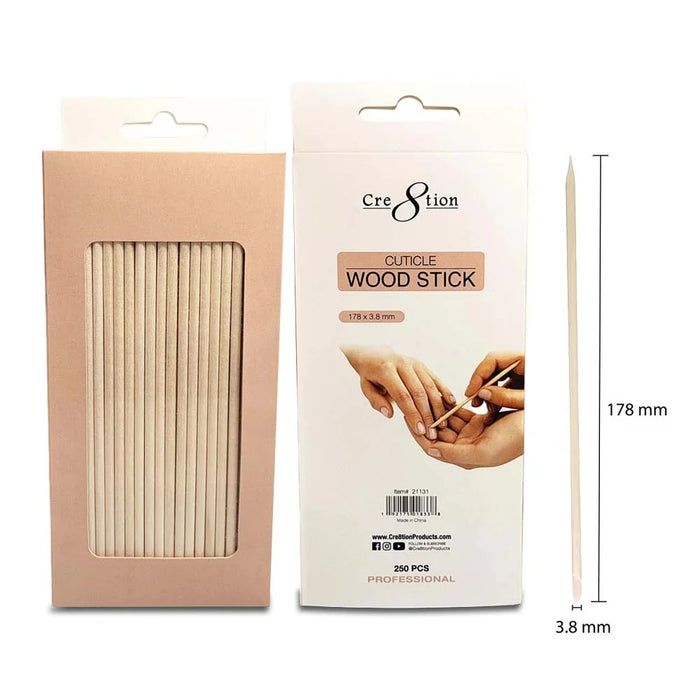Cre8tion Orange Cuticle Wood Stick, 178x3.8mm, BOX (Pk: 250 pcs/box, 40 boxes/case)