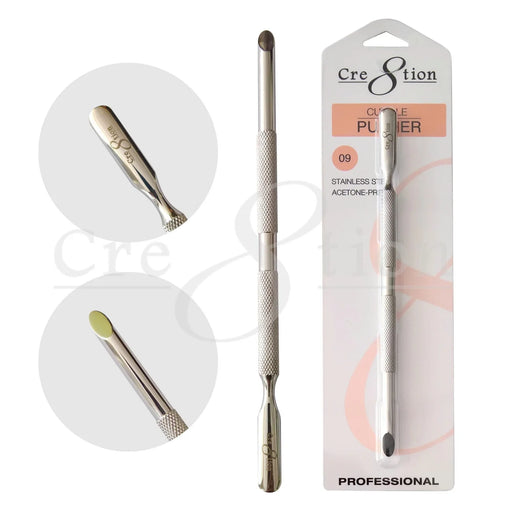 Cre8tion Stainless Steel - Cuticle Pusher P09, Silver (Pk: 12 pcs/box, 288 pcs/case)