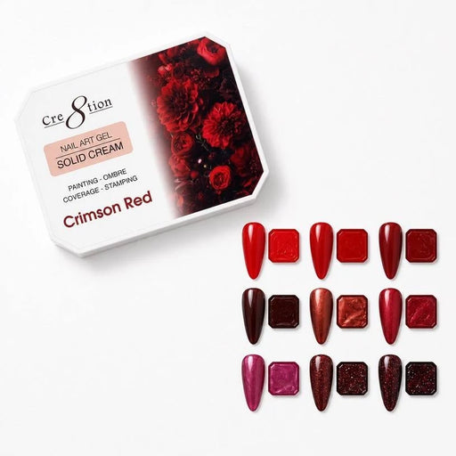 Cre8tion Nail Art Gel - Solid Cream Palette, CRIMSON RED
