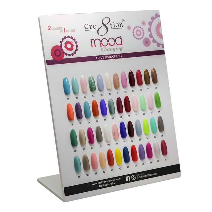 Cre8tion Mood Changing Gel Polish, Counter Foam Display Color Chart, 37092