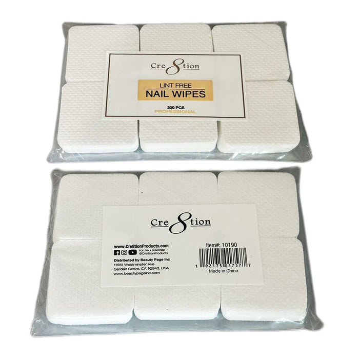 Cre8tion Lint Free Nail Wipes 5x5cm, BAG (Pk: 200 pcs/bag, 120 bags/case)