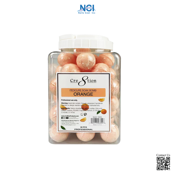 Cre8tion Pedicure Soak Bomb 30g, Orange, CASE (Pk: 60 pcs/jar, 4 jars/case)