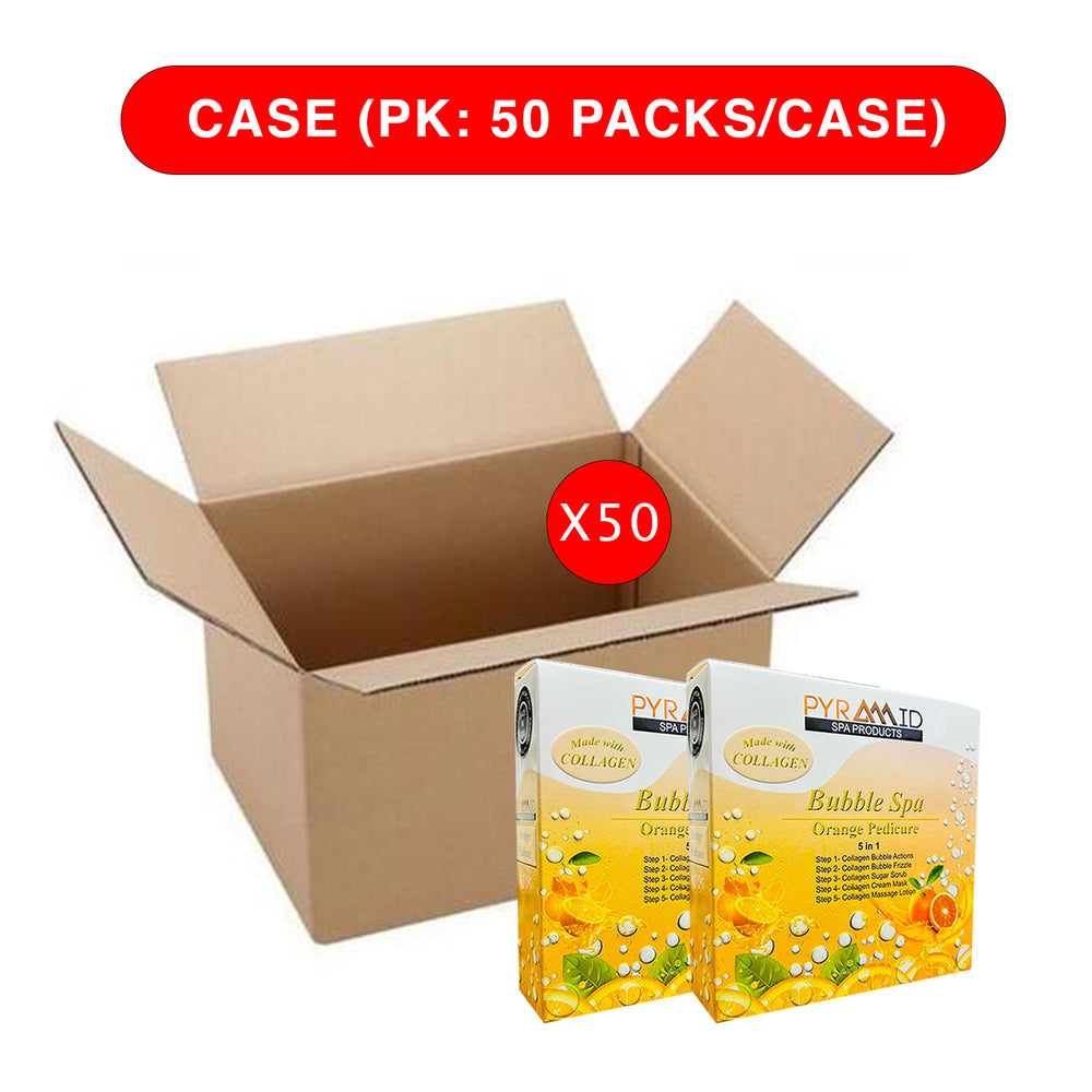 Pyramid Bubble Spa Pedicure 5in1 (Made With COLLAGEN), ORANGE, CASE (Pk: 50 packs/case)