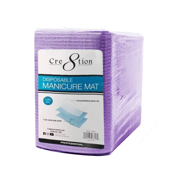 Cre8tion Disposable Manicure Mat, CASE (Pk: 125 pcs/pack, 6 packs/case)