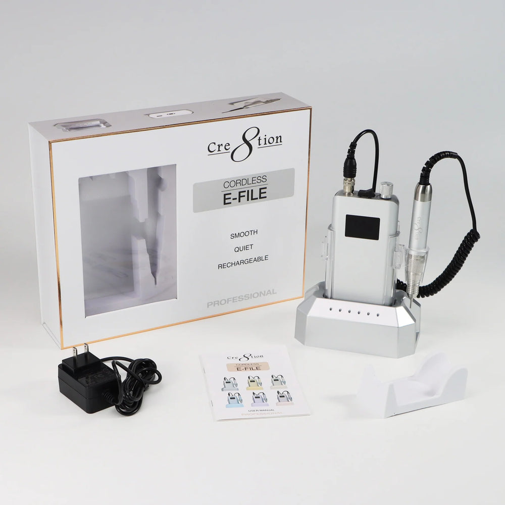 Cre8tion Cordless E-File Nail Drill, Silver (Pk: 12 pcs/case)