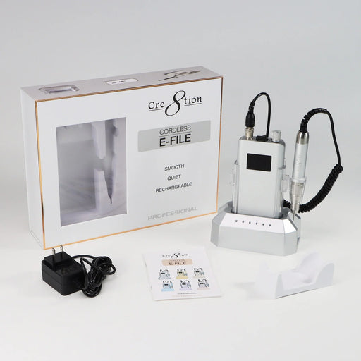 Cre8tion Cordless E-File Nail Drill, Silver (Pk: 12 pcs/case)