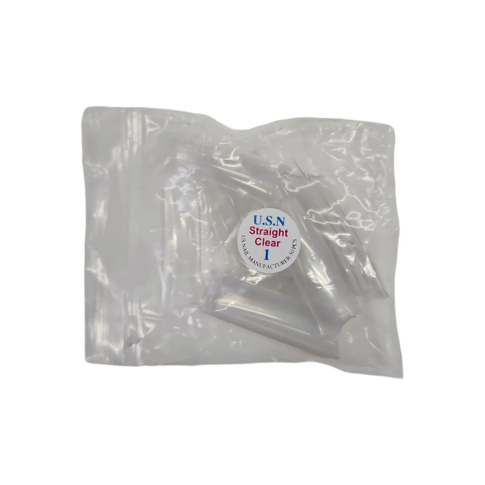 USN Straight Crystal Clear Nail Tip (TCC), BIG Bag (Pk: 50 pcs / Small Bag, 100 Small Bags / Big Bag), 000