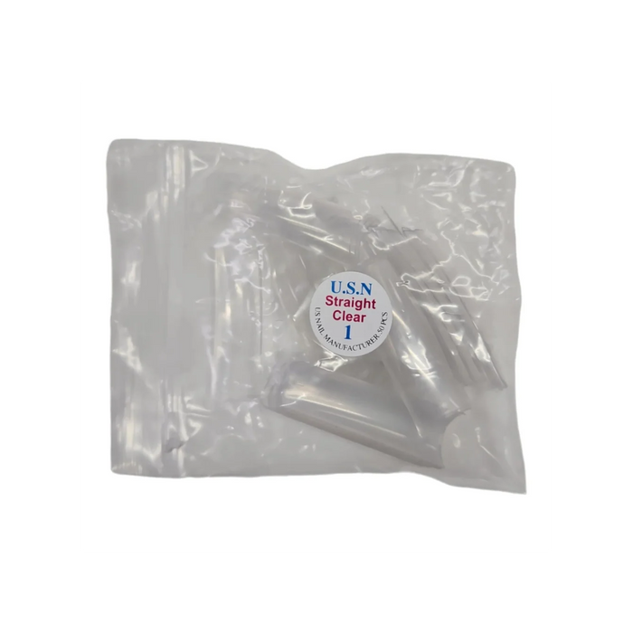 USN Straight Crystal Clear Nail Tip (TCC), BIG Bag (Pk: 50 pcs / Small Bag, 100 Small Bags / Big Bag), 000