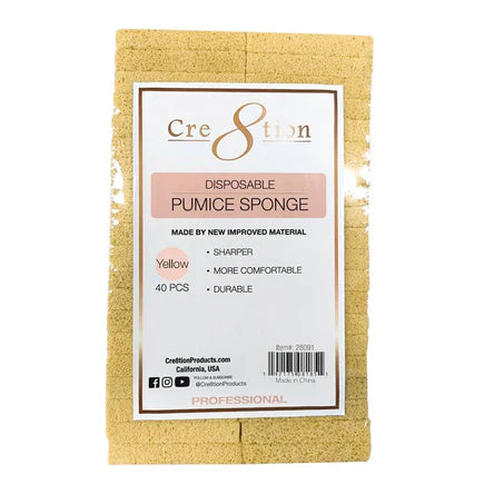 Cre8tion Disposable New Sharper Pumice Sponge, YELLOW (Pk: 400pcs/Inner Case)