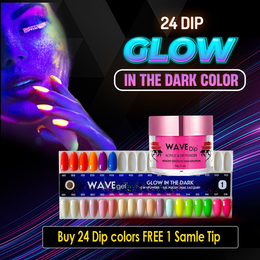 Wave Gel Gel Polish. Glow In The Dark Collection, Sample Tips OK0106LK