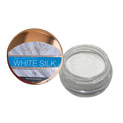 Cre8tion Nail Art, WHITE SILK, 0.5g, 1101-Cre8tion Nail Art 01g - WHITE SILK Effect (Pk: 6 jars/pack)