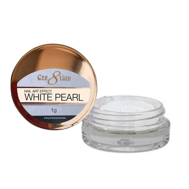 Cre8tion Nail Art 1g - White Pearl Effect (Pk: 6 jars/pack)