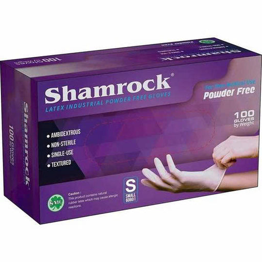 Shamrock Latex Gloves, Size S, CASE (Pk: 100 pcs/box, 10 boxes/case)